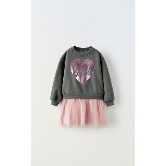 Zara BARBIE MATTEL MIXED TULLE DRESS Pink 12-18 Months - Picture 1 of 5